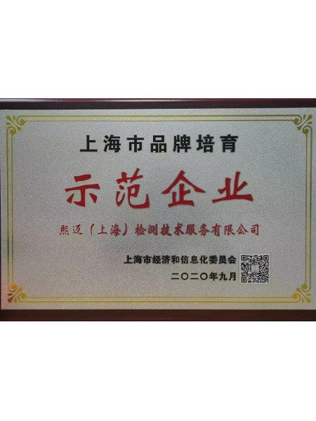 上海市“示范企业”证书